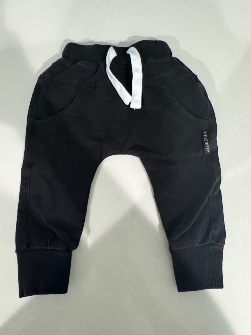 Little Bipsy Black Jogger Pants with White Drawstring